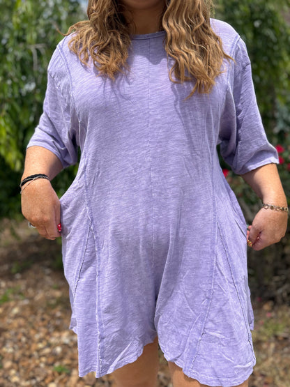 It's On Mineral Wash Romper - Lavender