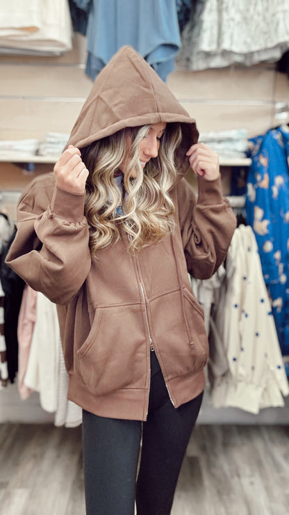 Happy & Cozy Zip Up Jacket - Brown