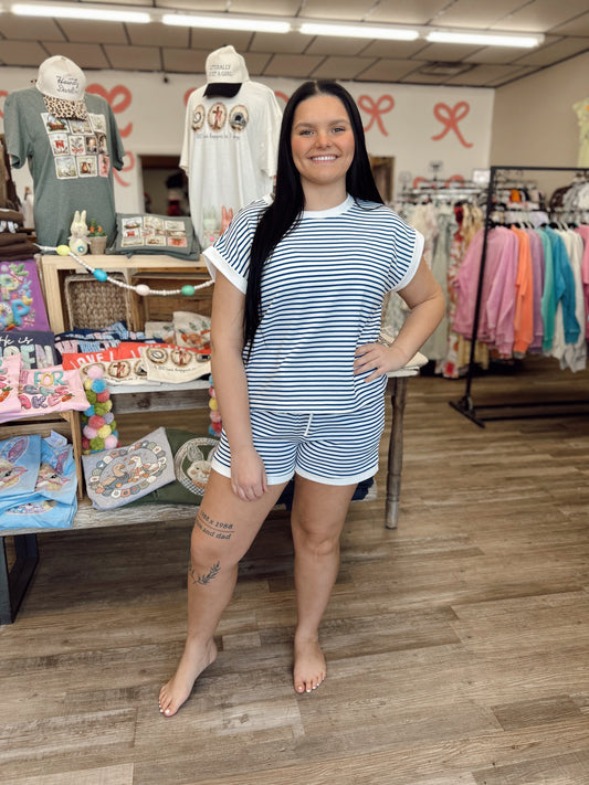 Easy Living Striped 2 Piece Set - Classic Blue