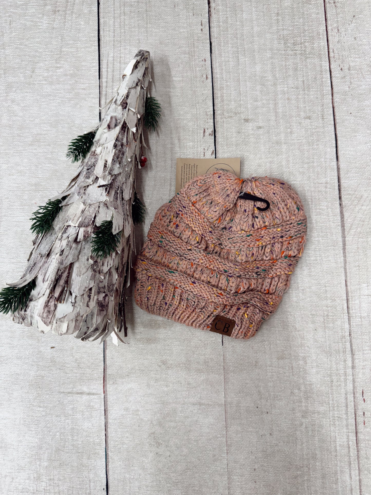 Ponytail Confetti Beanie - Rose