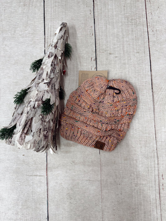 Ponytail Confetti Beanie - Rose