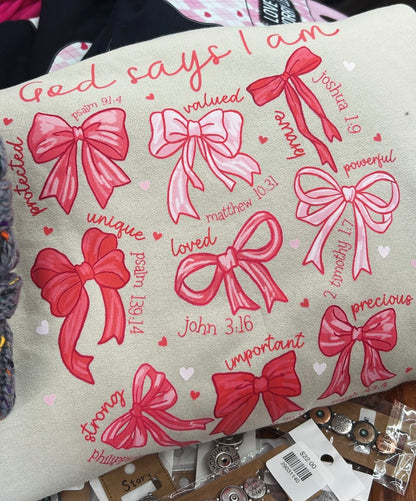 God Says I Am Bow Valentine's Graphic Tee