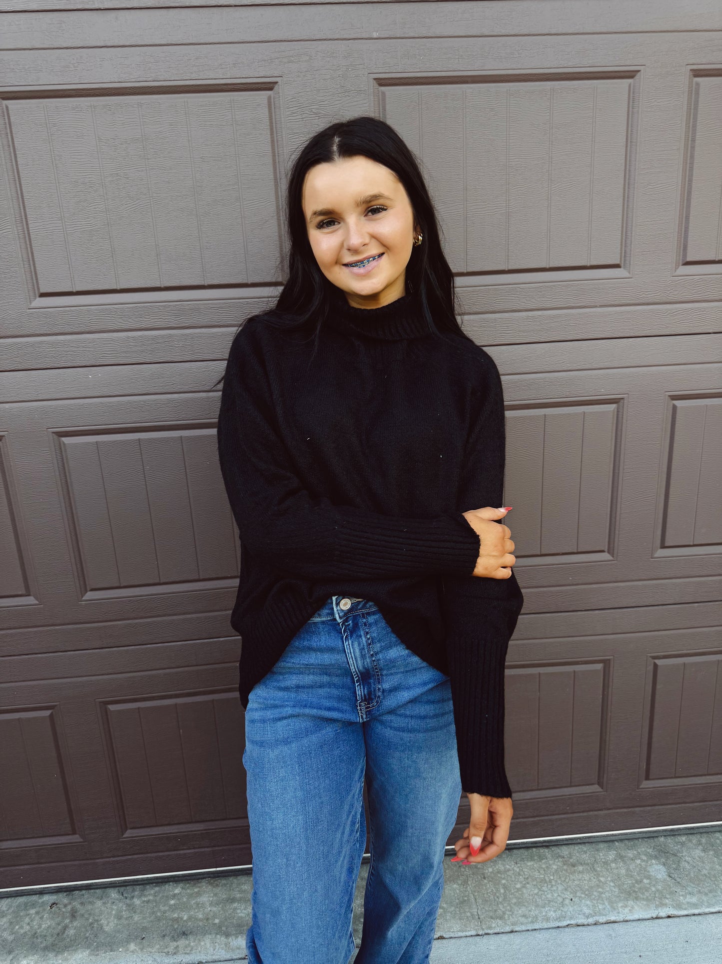 Pumpkin Patch Cozy Turtleneck Sweater - Black