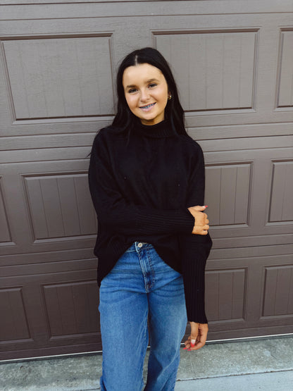 Pumpkin Patch Cozy Turtleneck Sweater - Black