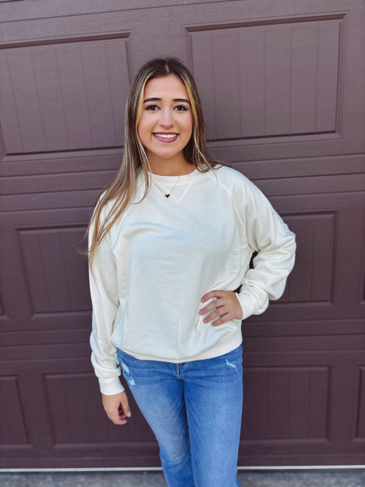 Truly You Mineral Wash Crewneck - Taupe