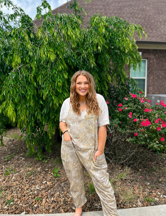 Cool Girl Camo Jumpsuit - Taupe