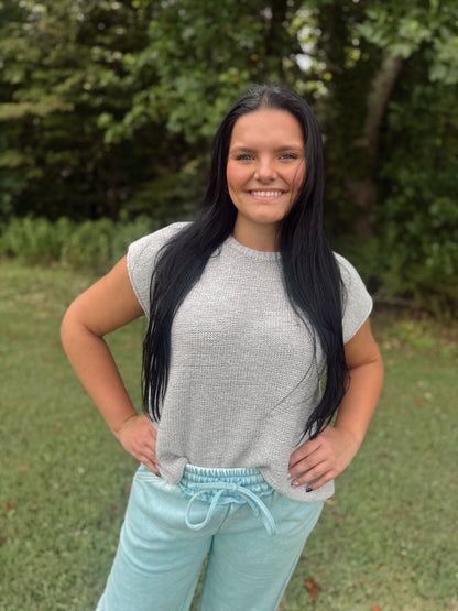 Gettin' Gone Sweater Top - Grey