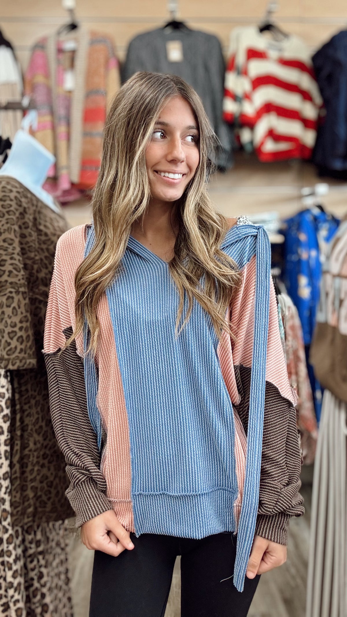 Walk In The Wild Hooded Pullover - Denim Blue/Rose Dawn