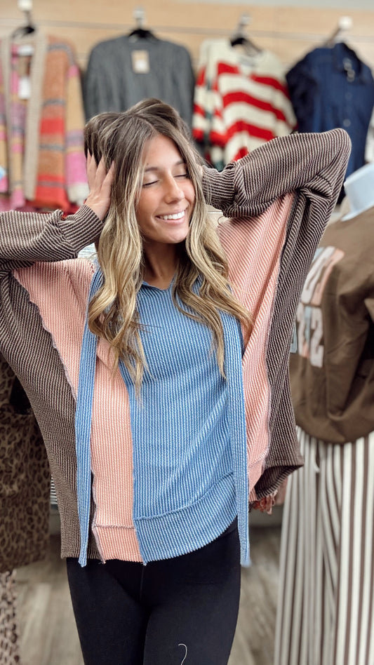 Walk In The Wild Hooded Pullover - Denim Blue/Rose Dawn
