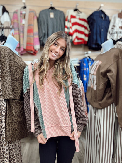 Walk In The Wild Hooded Pullover - Rose Dawn/Olive