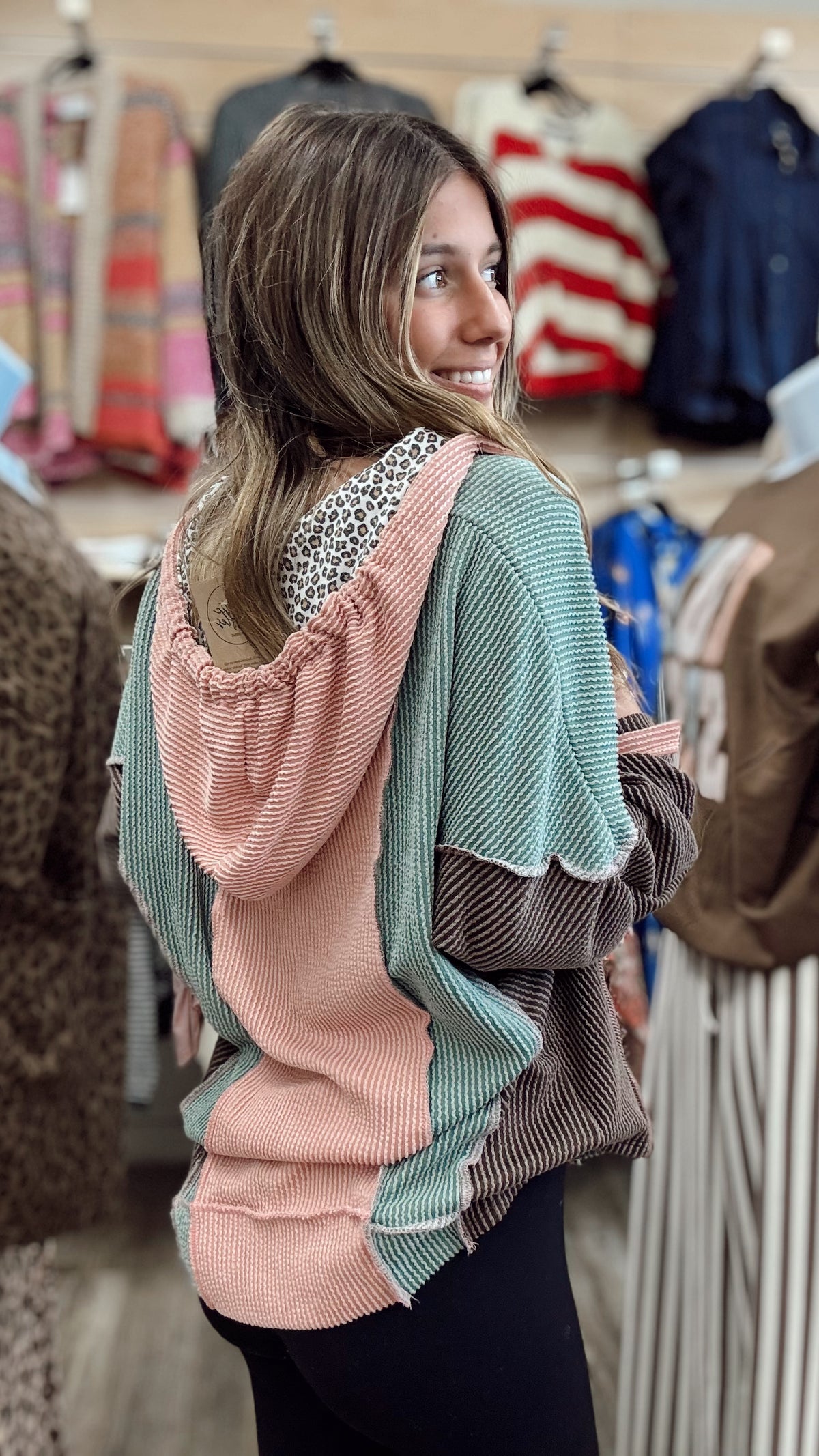 Walk In The Wild Hooded Pullover - Rose Dawn/Olive