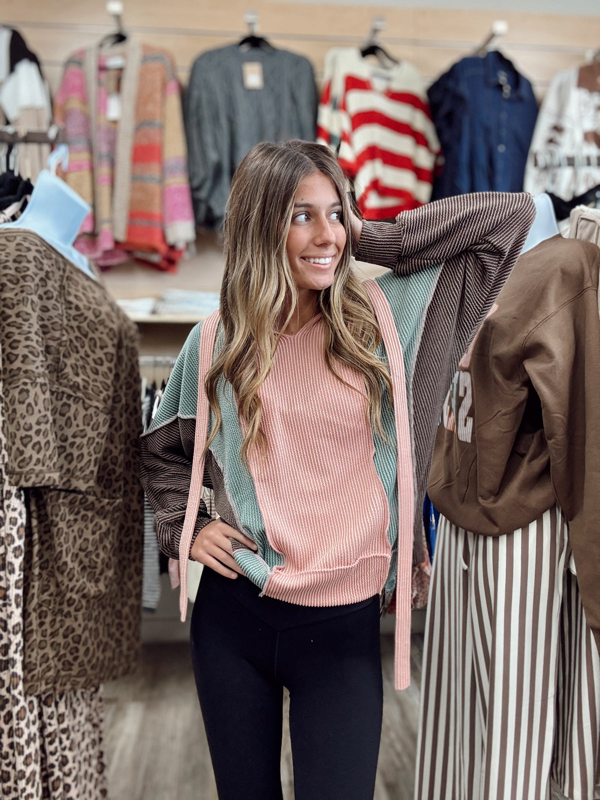 Walk In The Wild Hooded Pullover - Rose Dawn/Olive