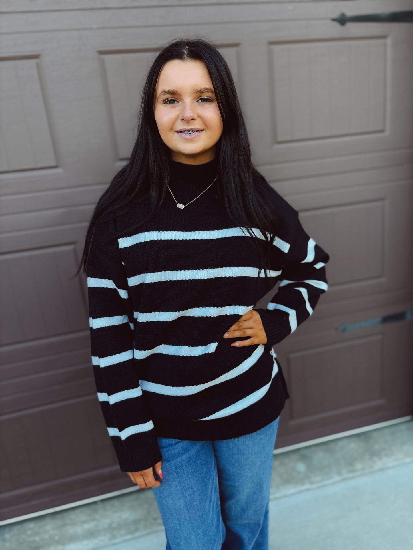 All Wrapped Up Striped Sweater - Black