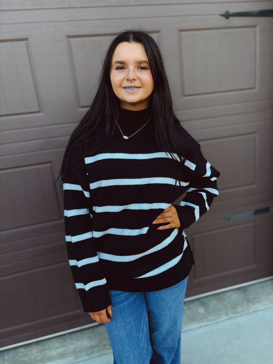 All Wrapped Up Striped Sweater - Black