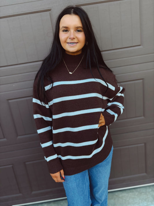 All Wrapped Up Striped Sweater - Chestnut