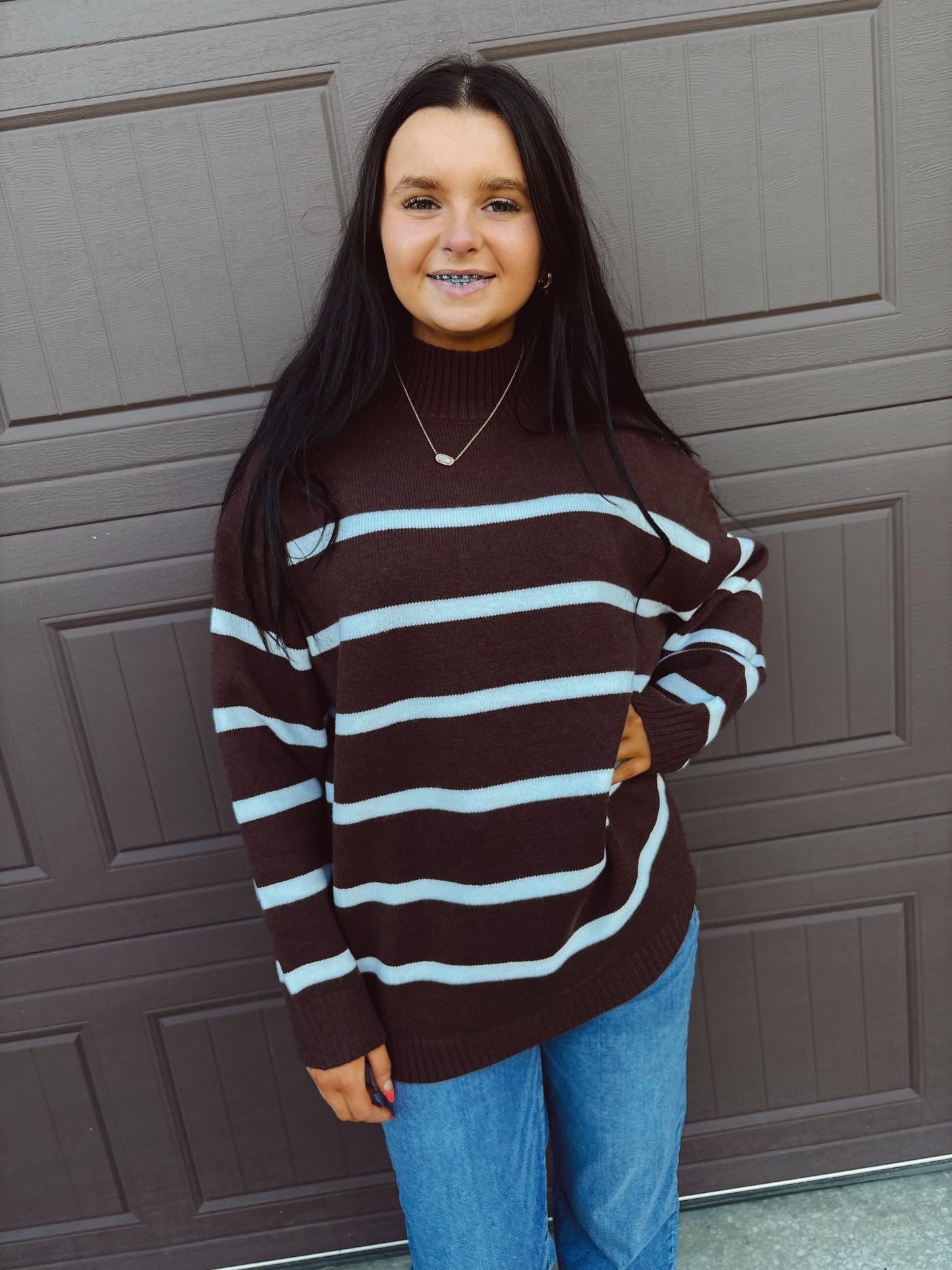 All Wrapped Up Striped Sweater - Chestnut