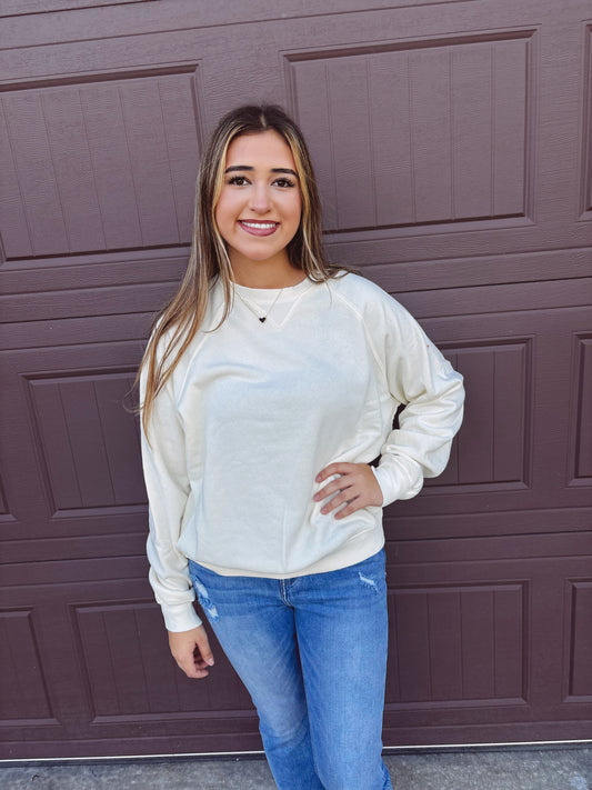 Truly You Mineral Wash Crewneck - Cream