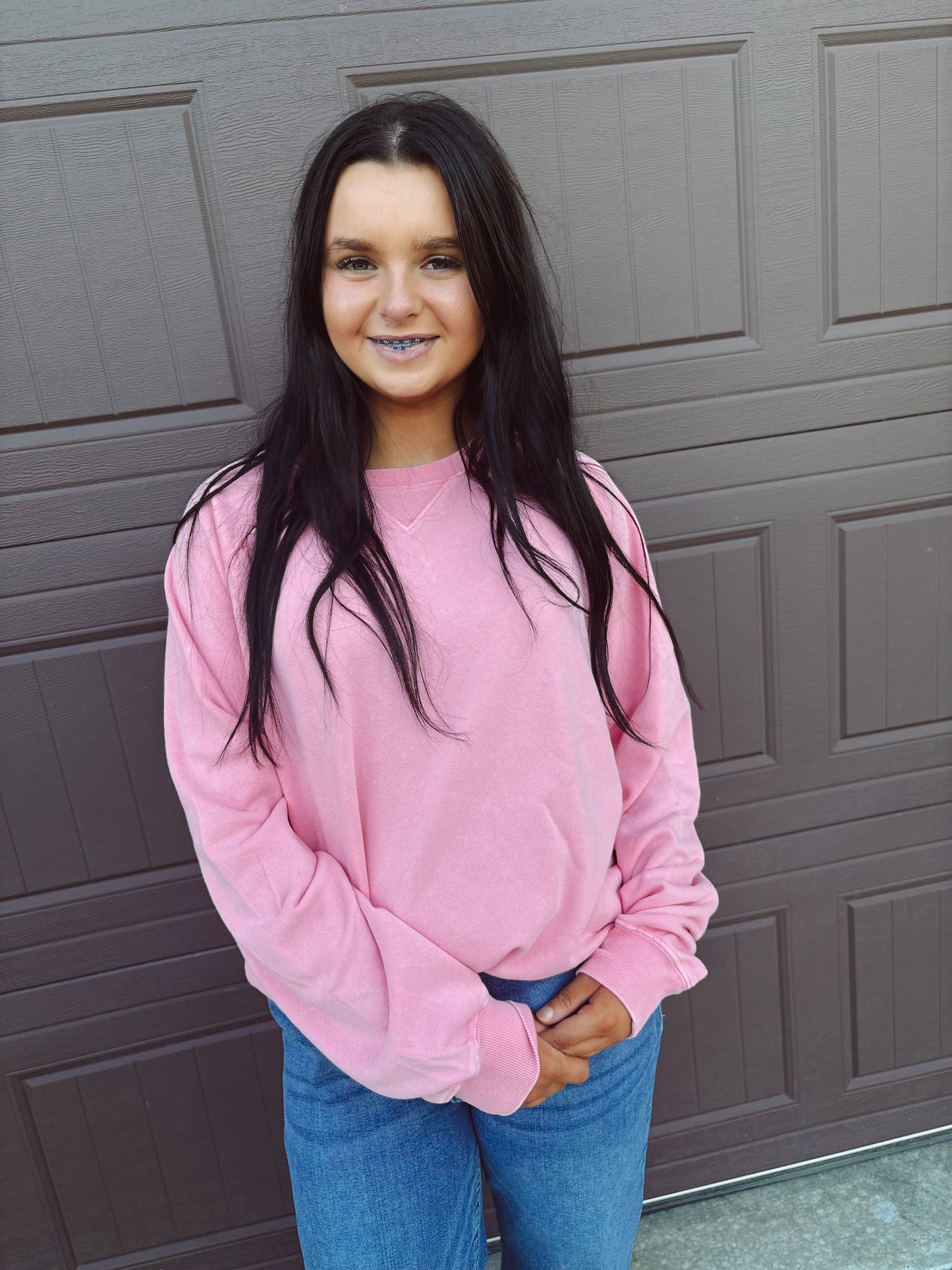 Truly You Mineral Wash Crewneck - Taffy