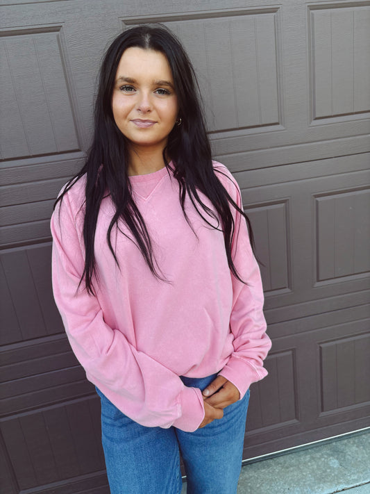 Truly You Mineral Wash Crewneck - Taffy