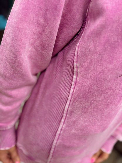 Warm Me Up Acid Wash Crewneck - Mauve