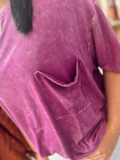 Best Yet Washed Short Sleeve Top - Lt Plum