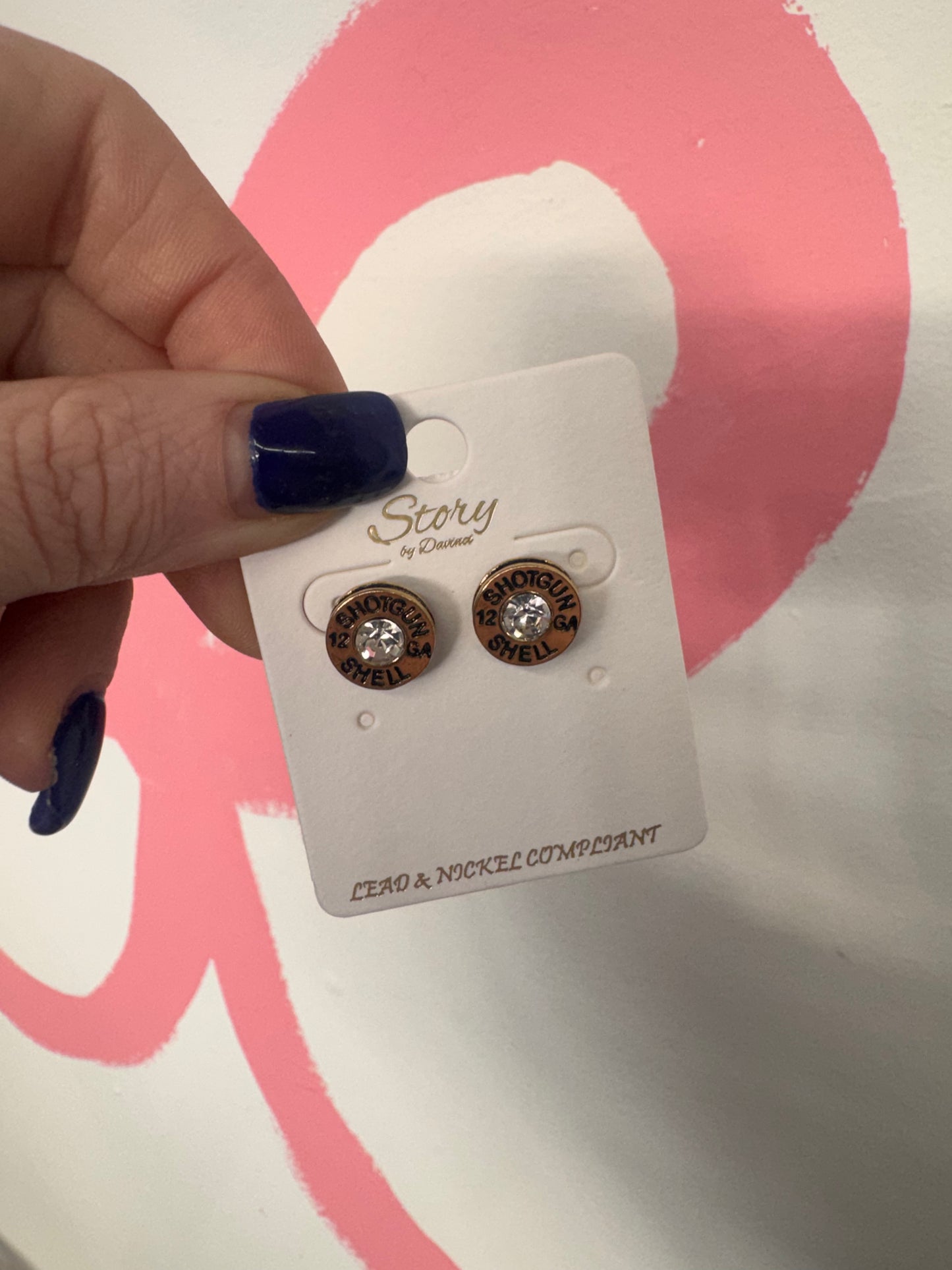 Bullet Shell Rhinestone Western Earring - Gold