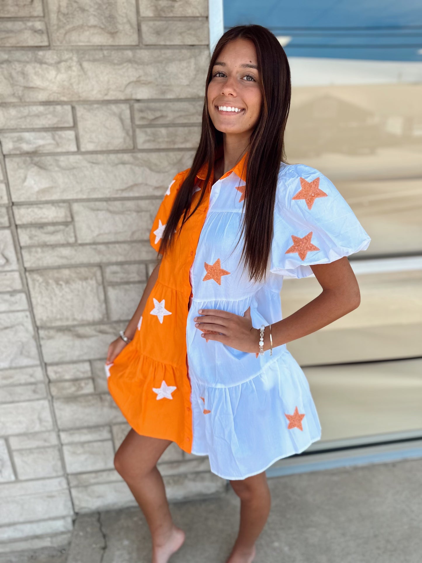 Go Big Orange Star Dress