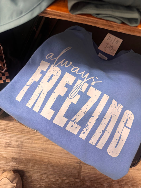 Graphic Tee Sale - Crewneck Sweatshirt Always Freezing