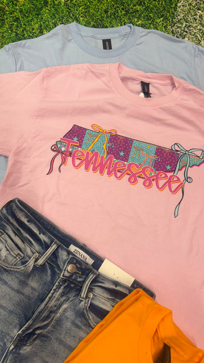 Tennessee Patchwork With Bows Graphic Tee