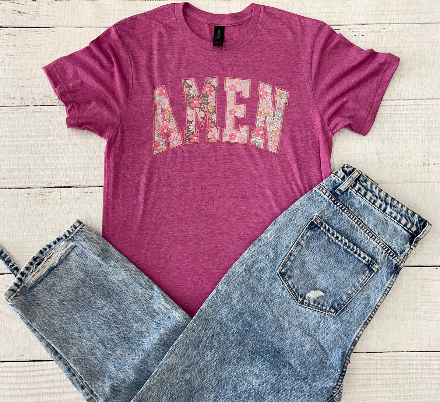 Floral Amen Graphic Tee - Adult