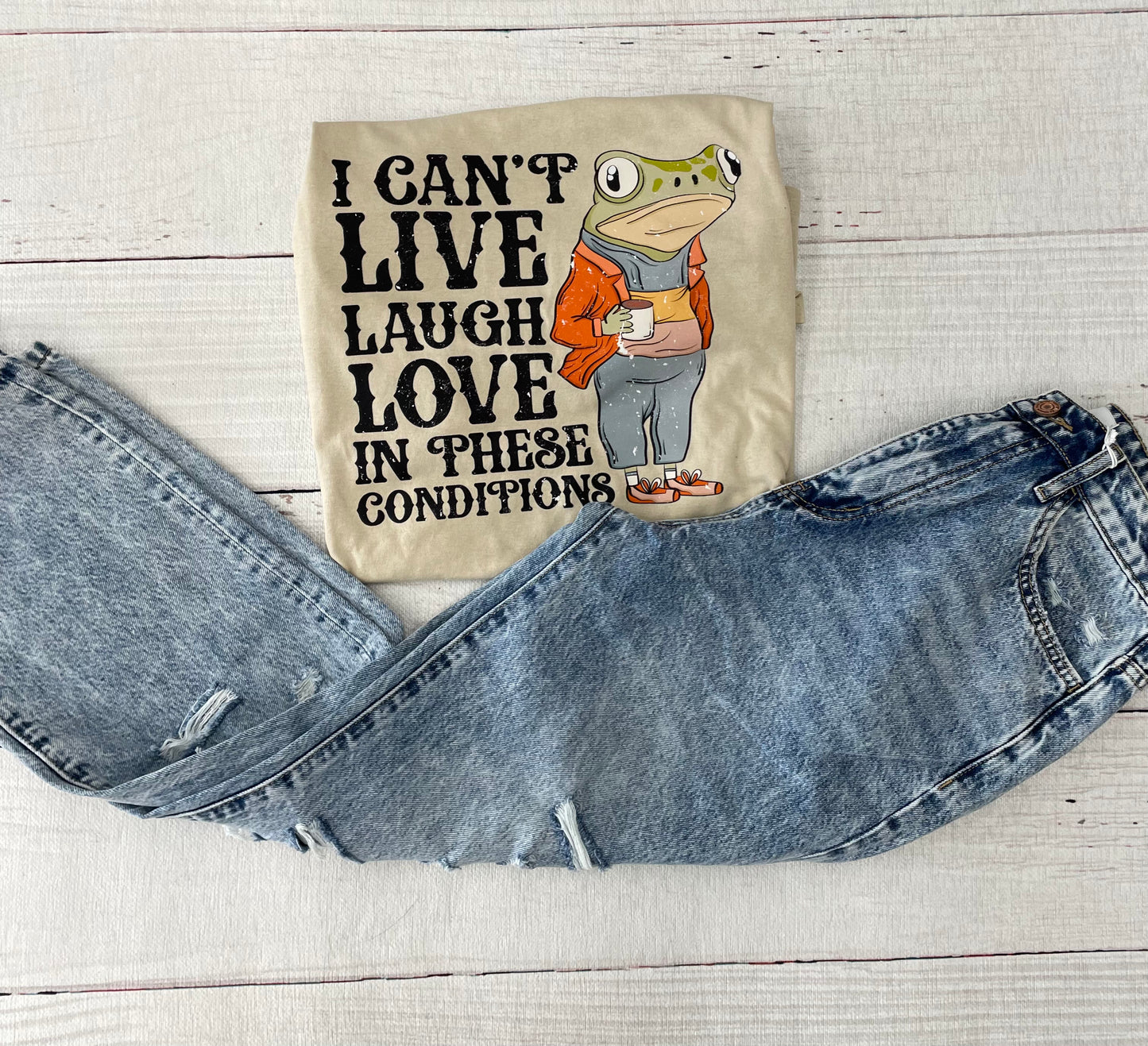 I Can't Live Laugh Love In These Conditions Graphic Tee - Adult