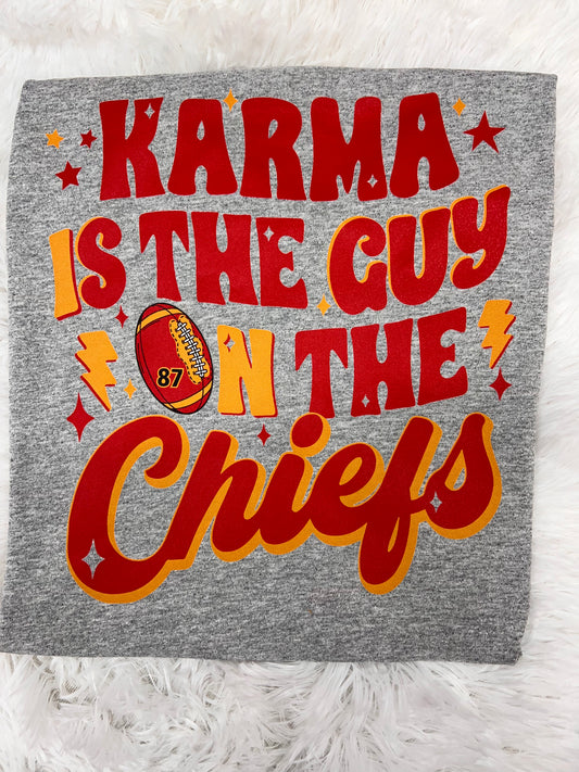 Karma Is The Guy On The Chiefs Graphic Tee - Adult