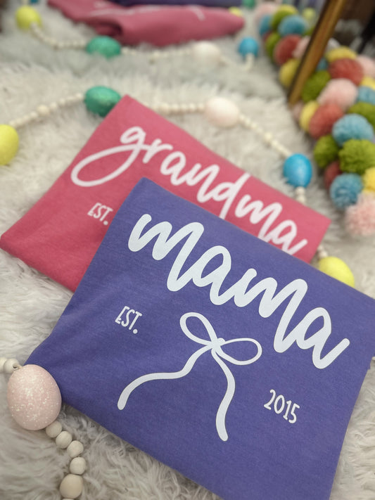 Custom Name Est. Bow Graphic Tee