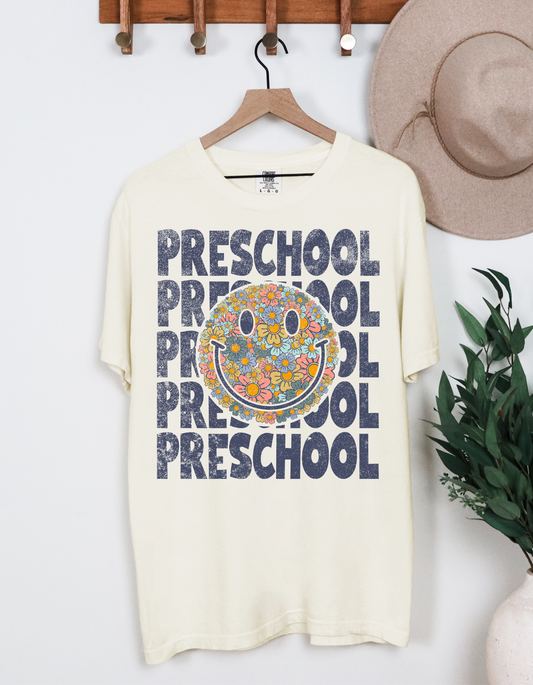 Back To School Floral Smiley Graphic Tee