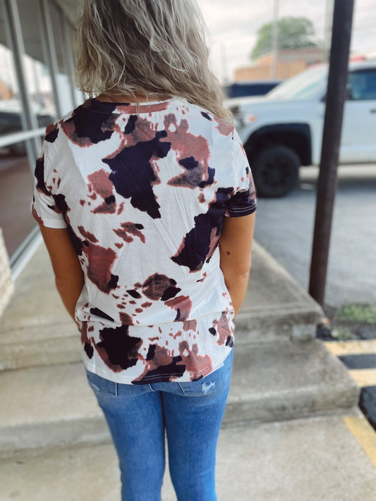 Small Town Girl Cow Print Top