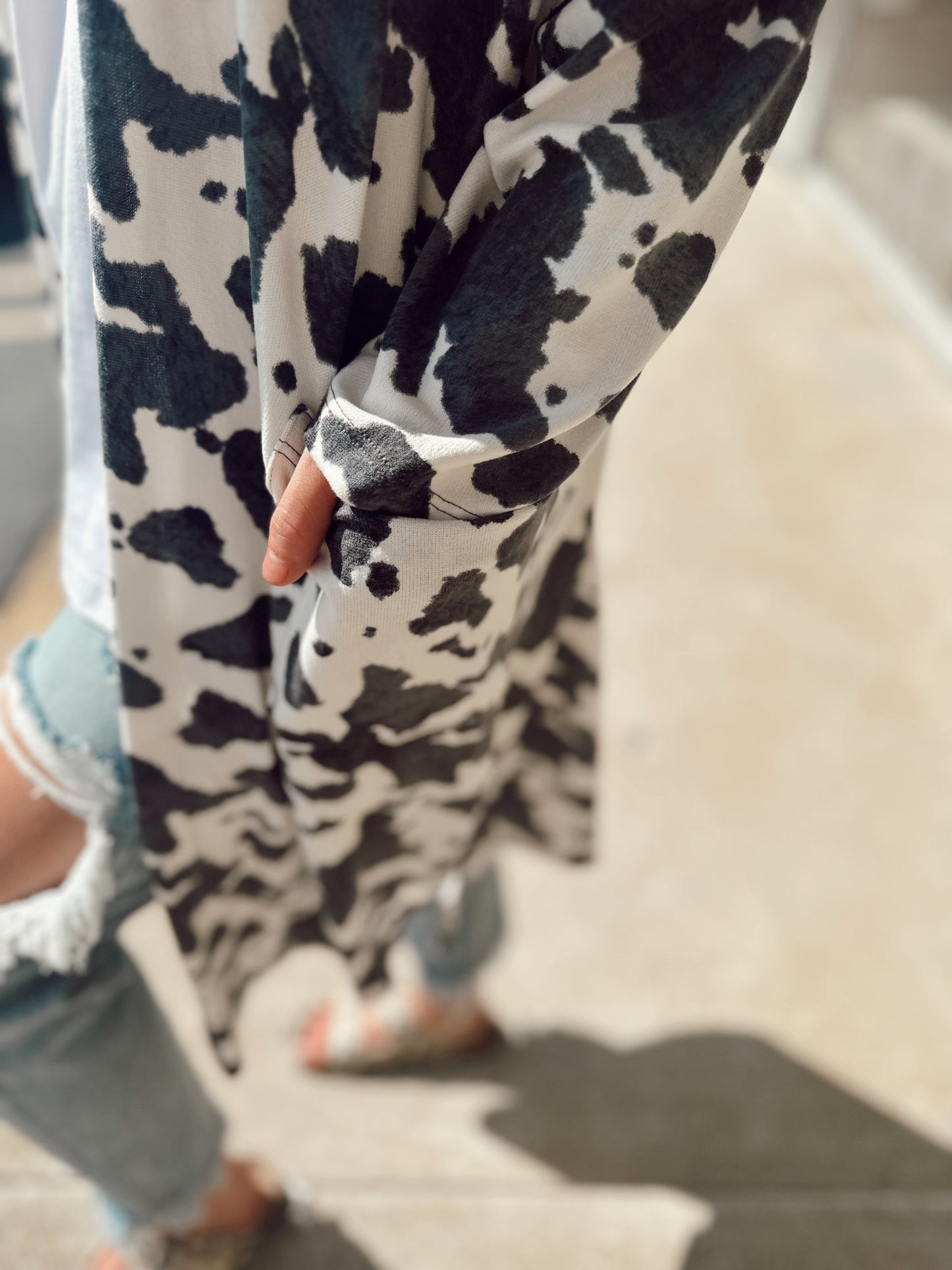 When Your Here Cow Patterned Cardigan